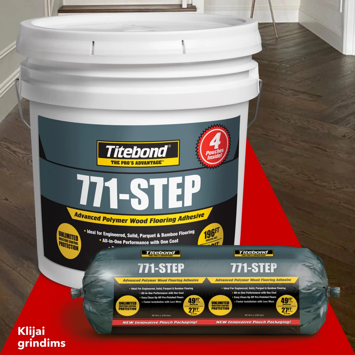 Titebond® 771-Step – Klijai Medinėms Grindims ir Parketui – 18,688kg (4-rios dešros po 4,672kg)