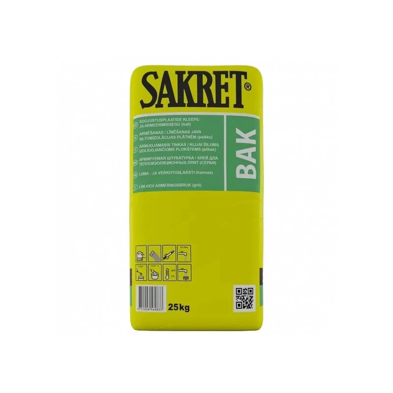 Klijavimo ir armavimo mišinys SAKRET BAK, 25kg Klijavimo ir armavimo mišinys SAKRET BAK, 25kg