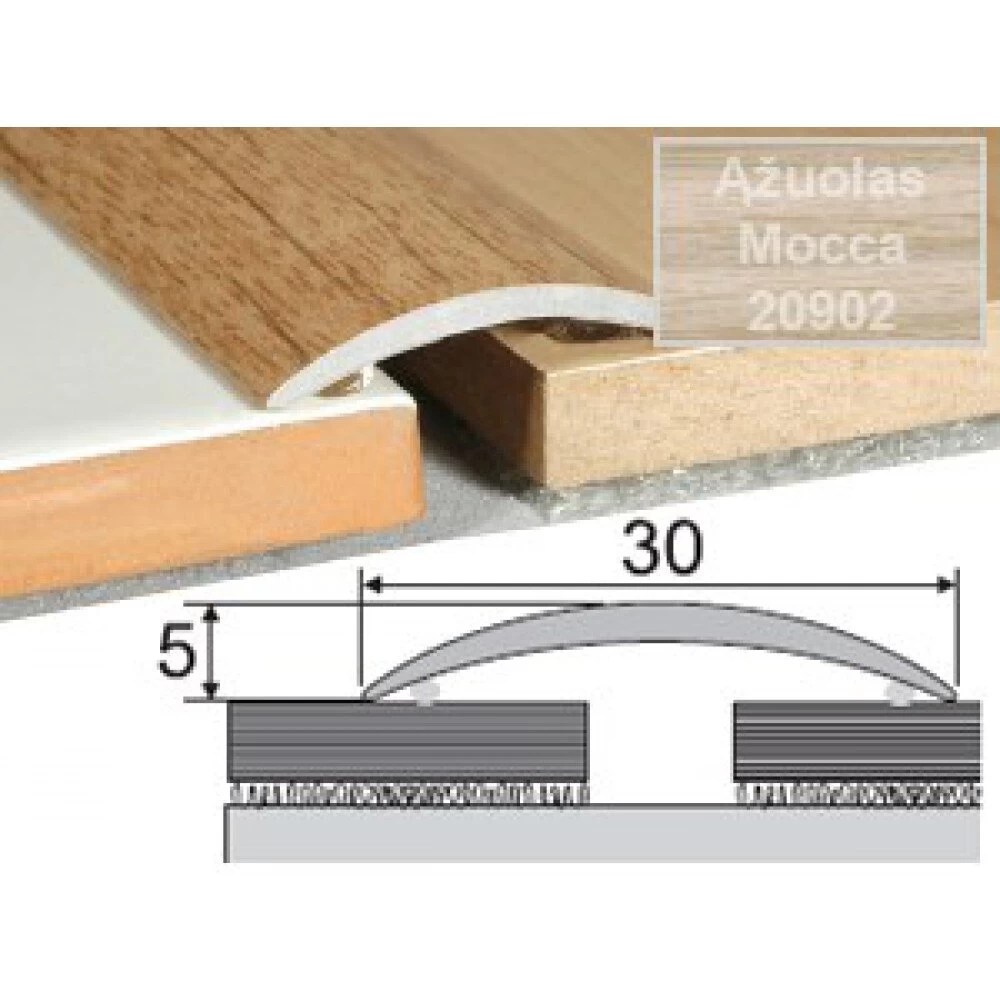 Klijuojamas grindų sujungimo profilis EFFECTOR  A03, 93 x 3 x 0,5 cm mocca ąžuolo sp.
