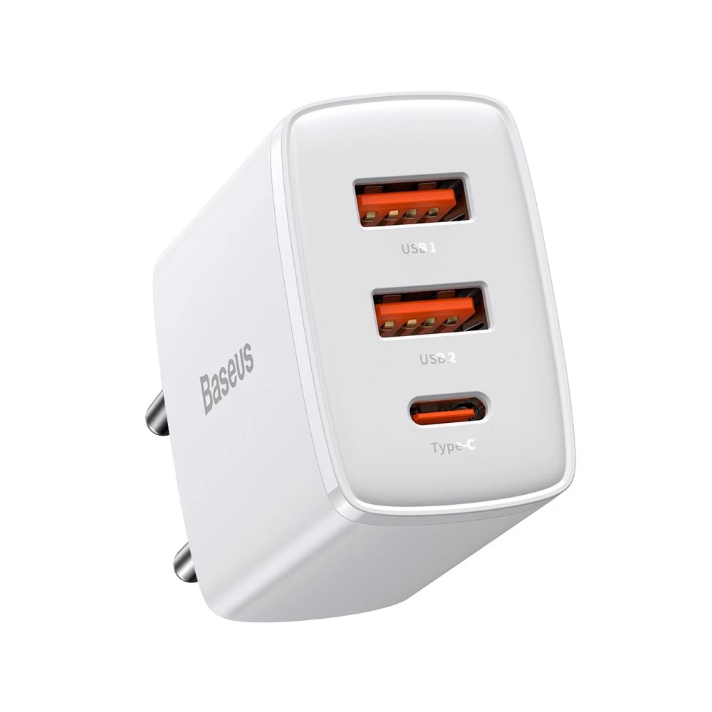 Kompaktiškas Greitasis įkroviklis 2x Usb-c 30w 3a Pd Qc Baltas