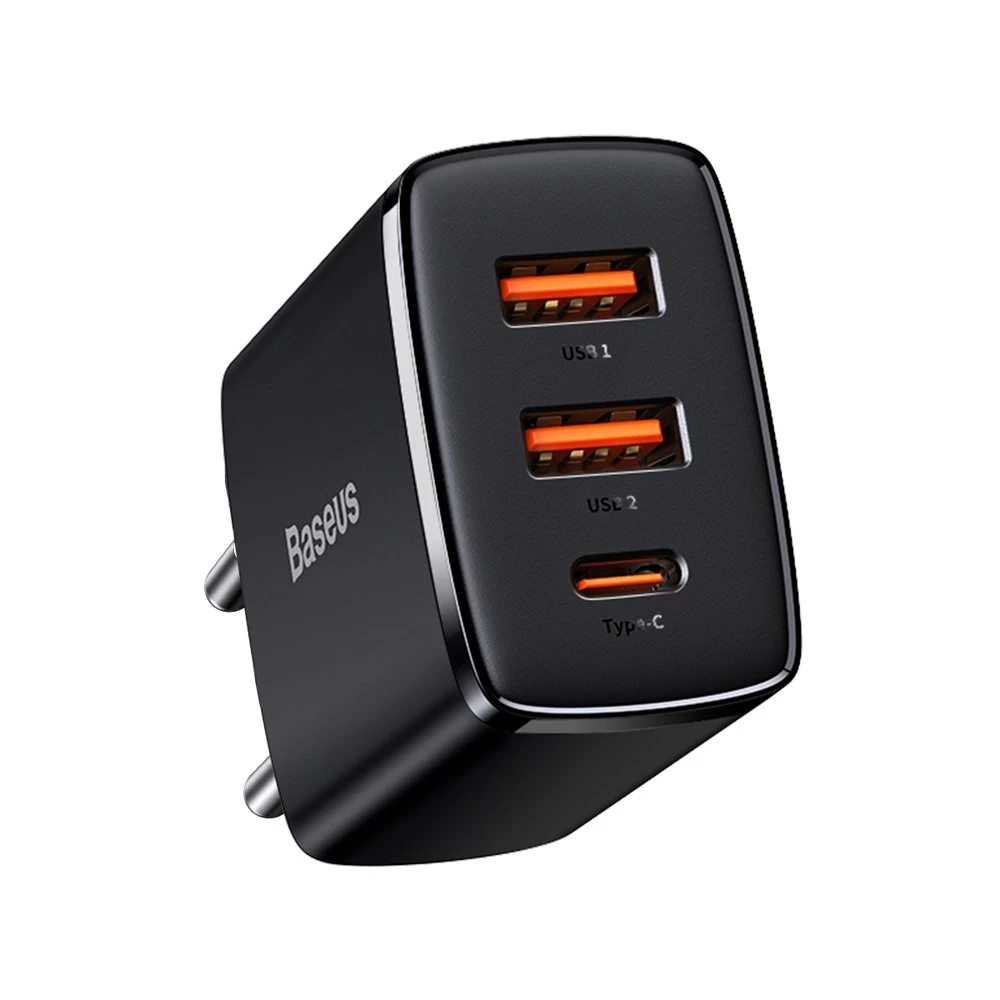 Kompaktiškas Greitasis įkroviklis 2x Usb-c 30w 3a Pd Qc Juodas