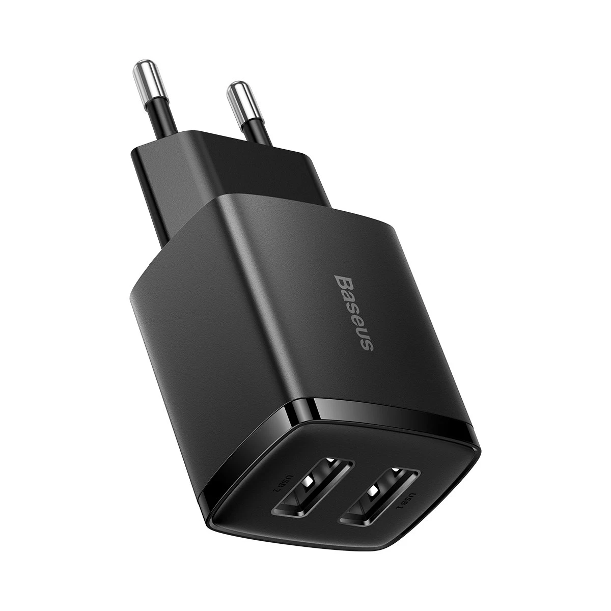 Kompaktiškas Tinklo įkroviklis 2x Usb 10,5w, Juodas