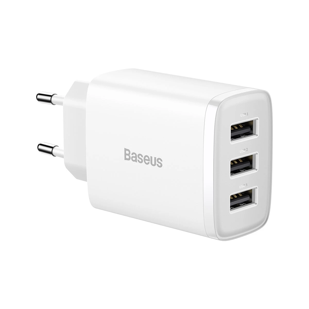 Kompaktiškas Tinklo įkroviklis 3x Usb 17w, Baltas