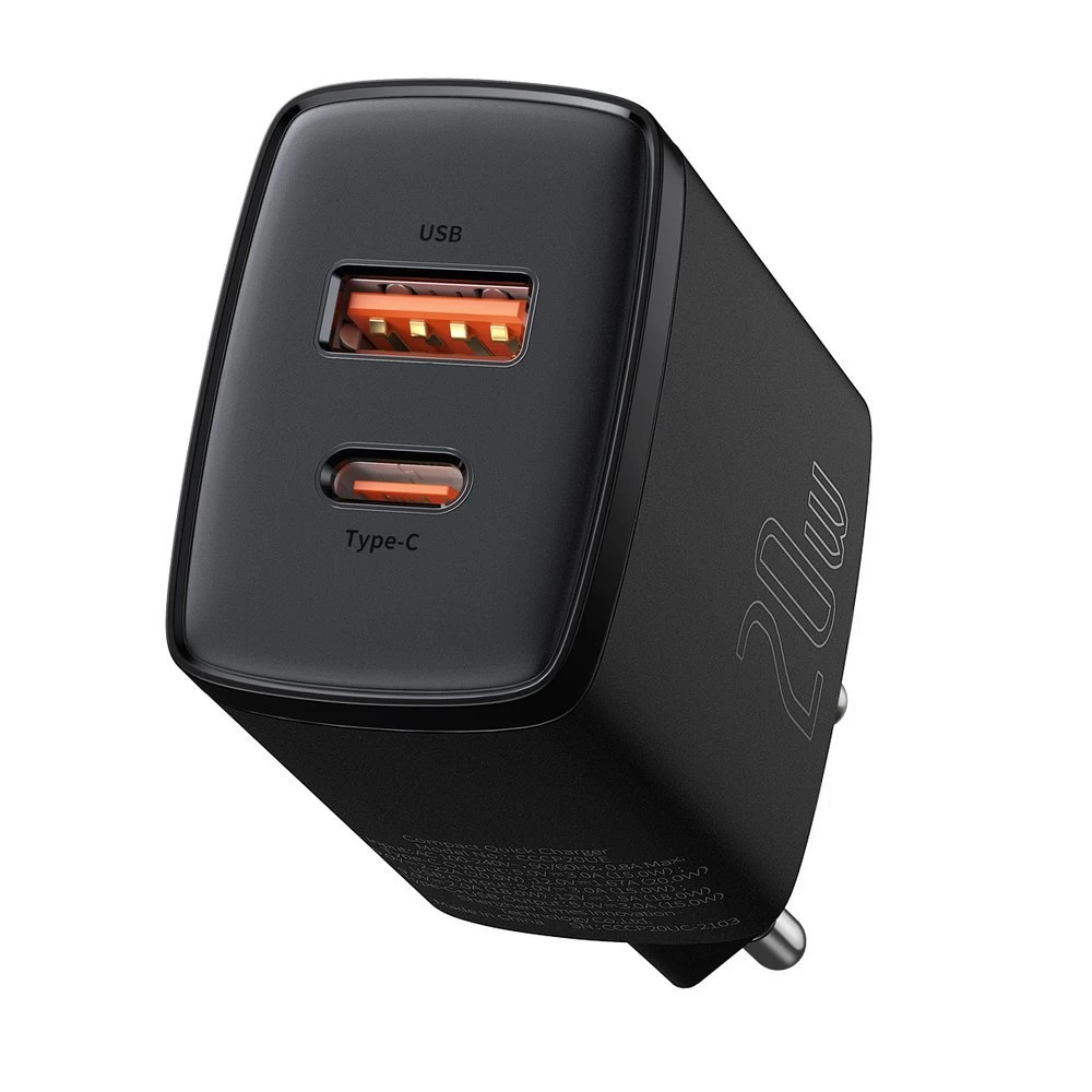 Kompaktiškas Usb-c 20w 3a Pd Qc 3.0 Greitasis įkroviklis Juodas