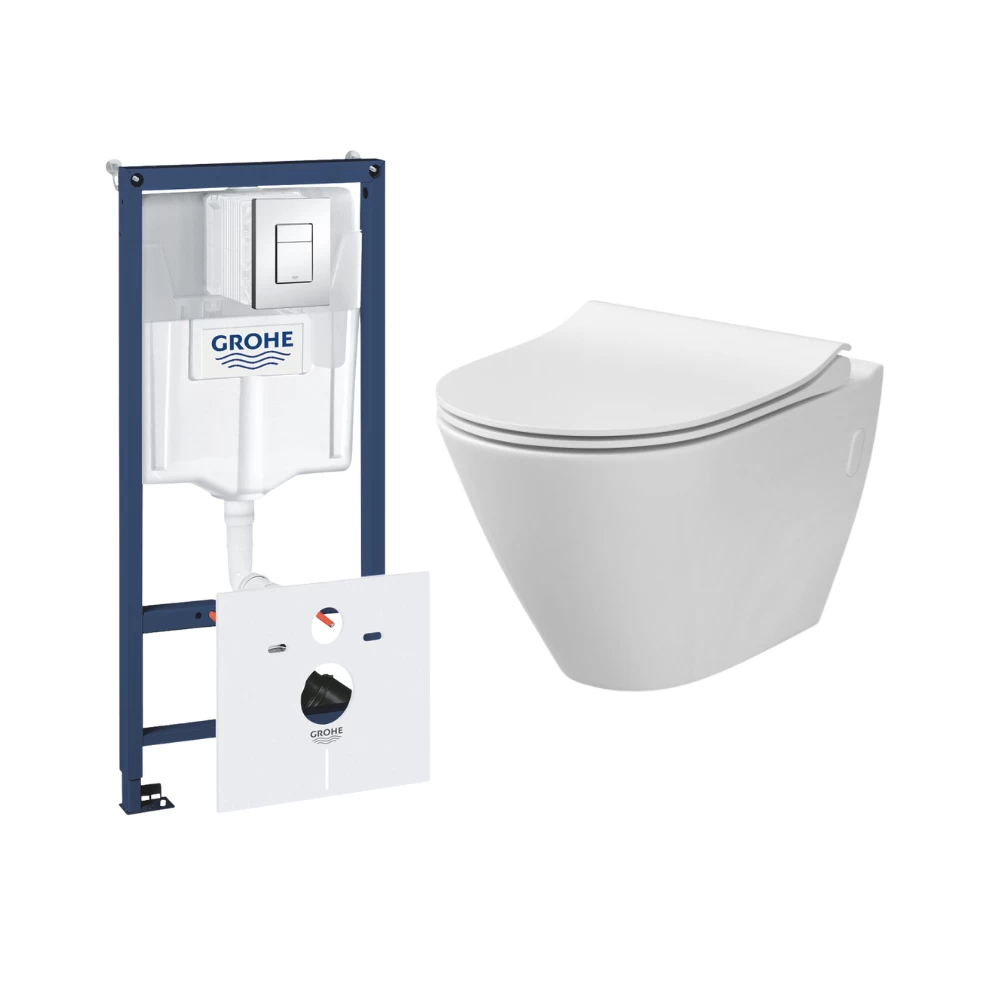 Komplektas: rėmas Grohe Rapid SL 5in1 ir unitazas Cersanit CITY OVAL su soft close dangčiu Komplektas: rėmas Grohe Rapid SL 5in1 ir unitazas Cersanit CITY OVAL su soft close dangčiu