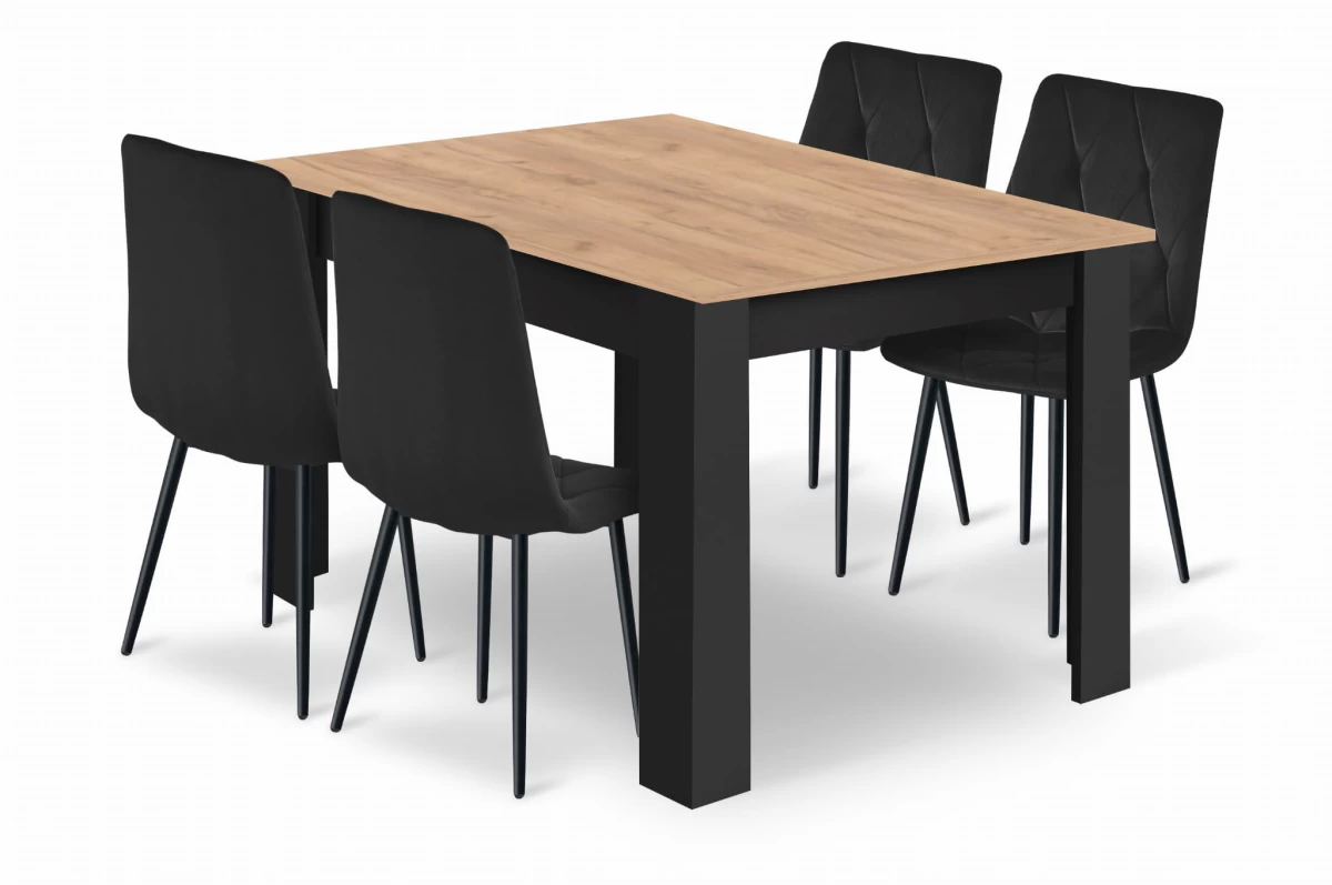 Komplektas Stalas Np 120x80 Craft Juodas + 4 Kėdės Libra Juodas