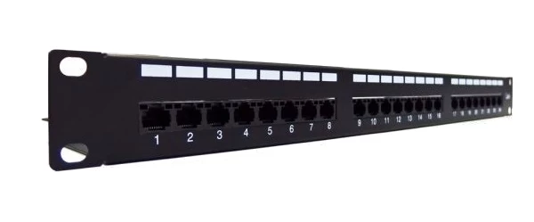 Komutacinis Skydelis 19&amp;quot; 24 Prievadų, Cat.6, U/utp, 1u, Kabelių Laikiklis, Juodas (sukomplektuotas)