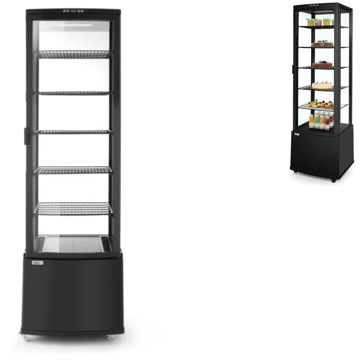 Konditerijos Gaminių Vitrina Ant Ratukų 5 Lentynos 280l Led - Juoda