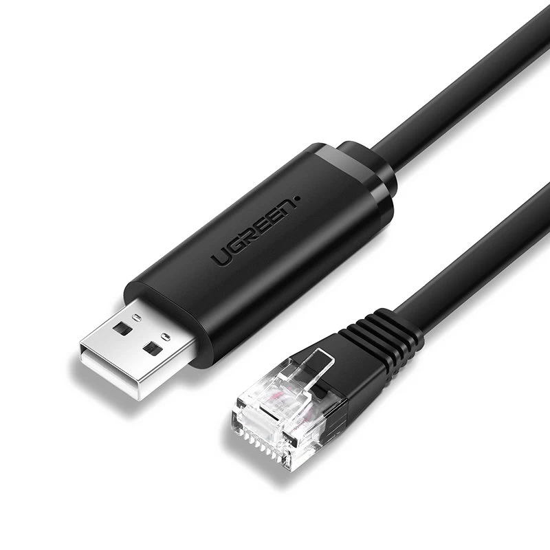 Konsolės Kabelis Usb - Rj45 Vytos Poros Eterneto Kabelis 1,5 M Juodas Konsolės Kabelis Usb - Rj45 Vytos Poros Eterneto Kabelis 1,5 M Juodas