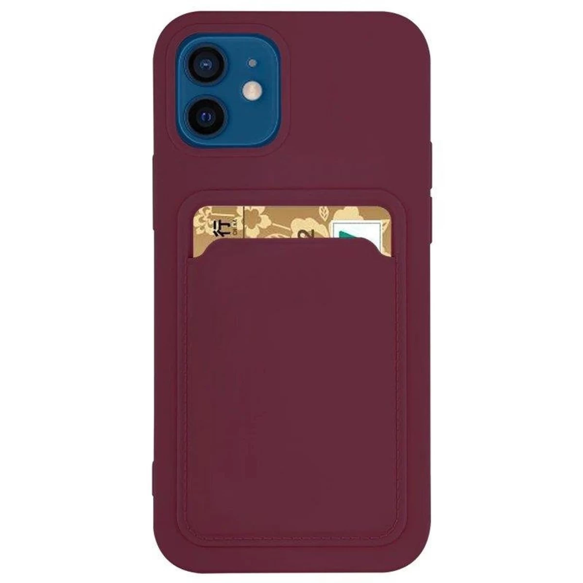 Kortelių Dėklas Silikoninė Piniginė Su Kišenėle Dokumentams, Skirta Xiaomi Redmi 10x 4g / Xiaomi Redmi Note 9 Bordo Spalvos