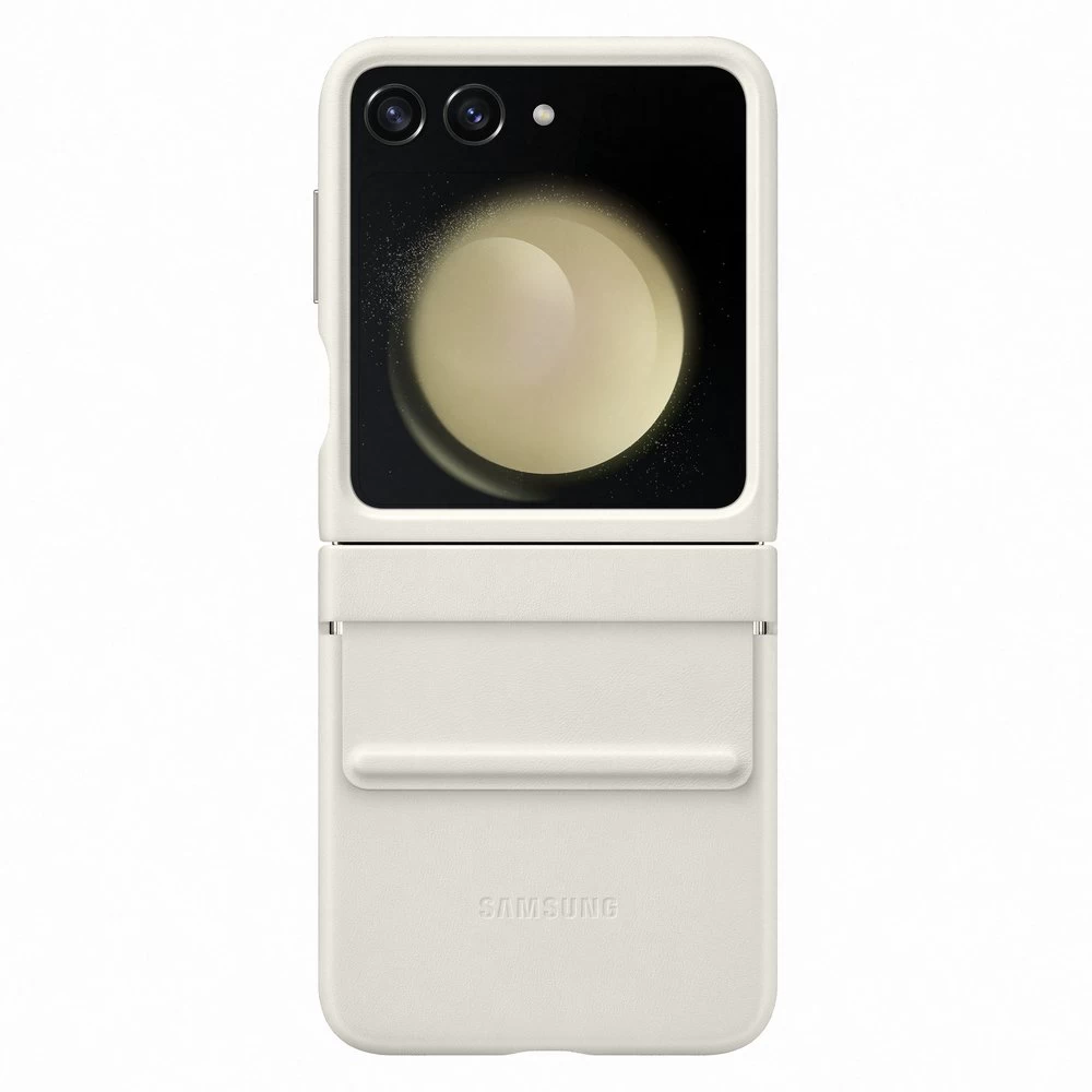 Kreminės Spalvos Odinis Galaxy Z Flip 5 Dangtelis