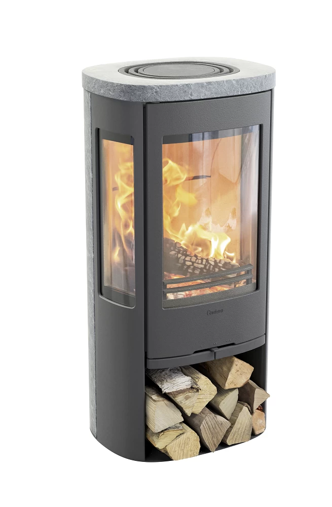 Krosnelė CONTURA C856T Style, pilka, su muilo akmens apdaila (998476, 203086)