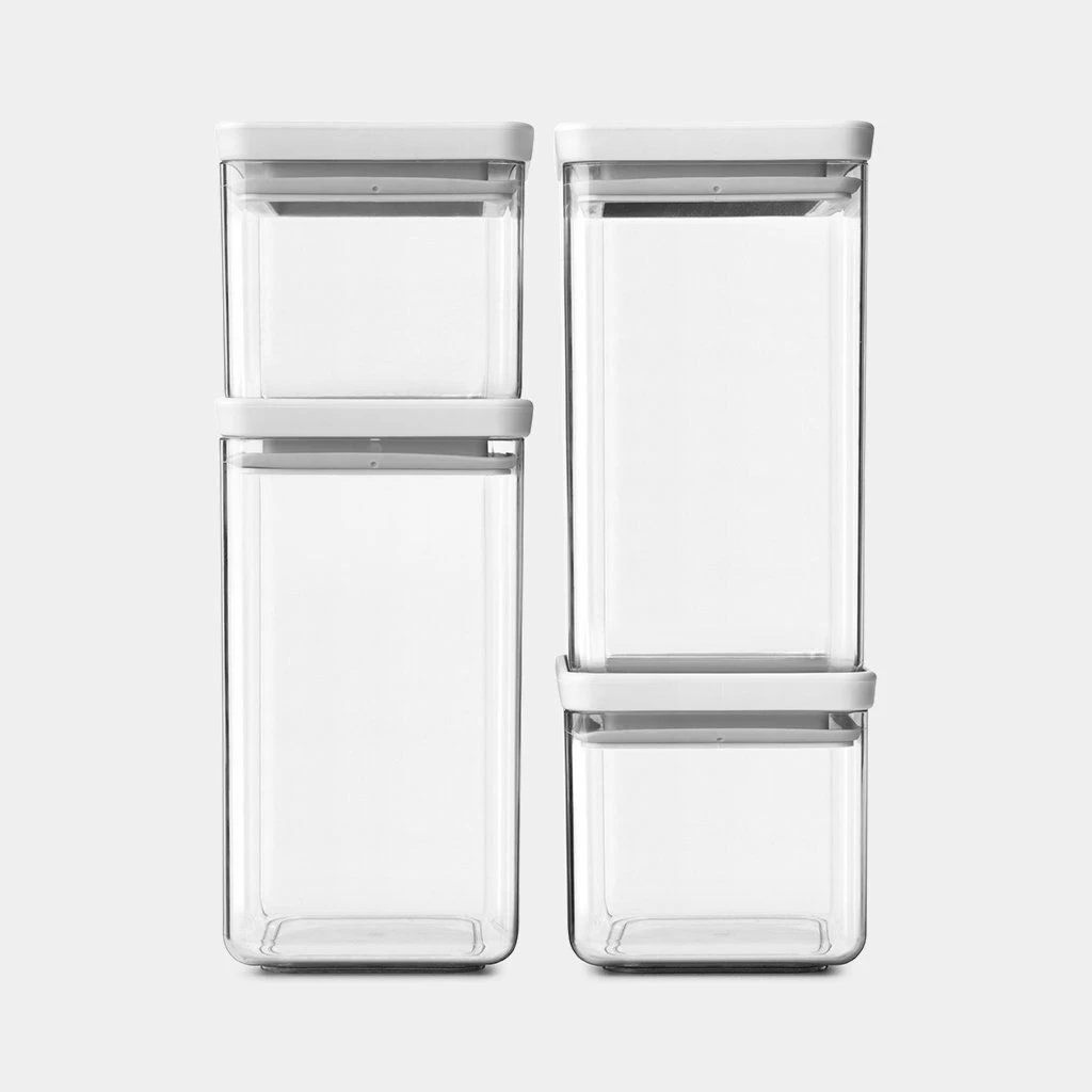 Kvadratinių hermetinių indelių rinkinys 2x0,7L ir 2x1,5L, šviesiai pilka sp., 122569