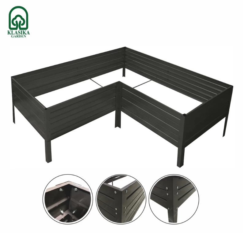 L formos pakelta lysvė KLASIKA GARDEN, ruda RAL8017, 150x150x75x75x75 x75 cm, h- 30cm