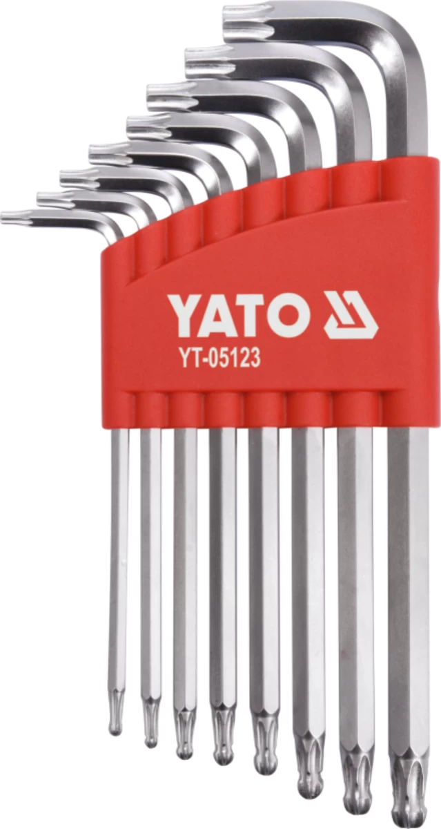 L tipo raktų rinkinys | ilgas tipas | T-Star (Torx) su šarnyru T9 - T40 | 8 vnt. (YT-05123)