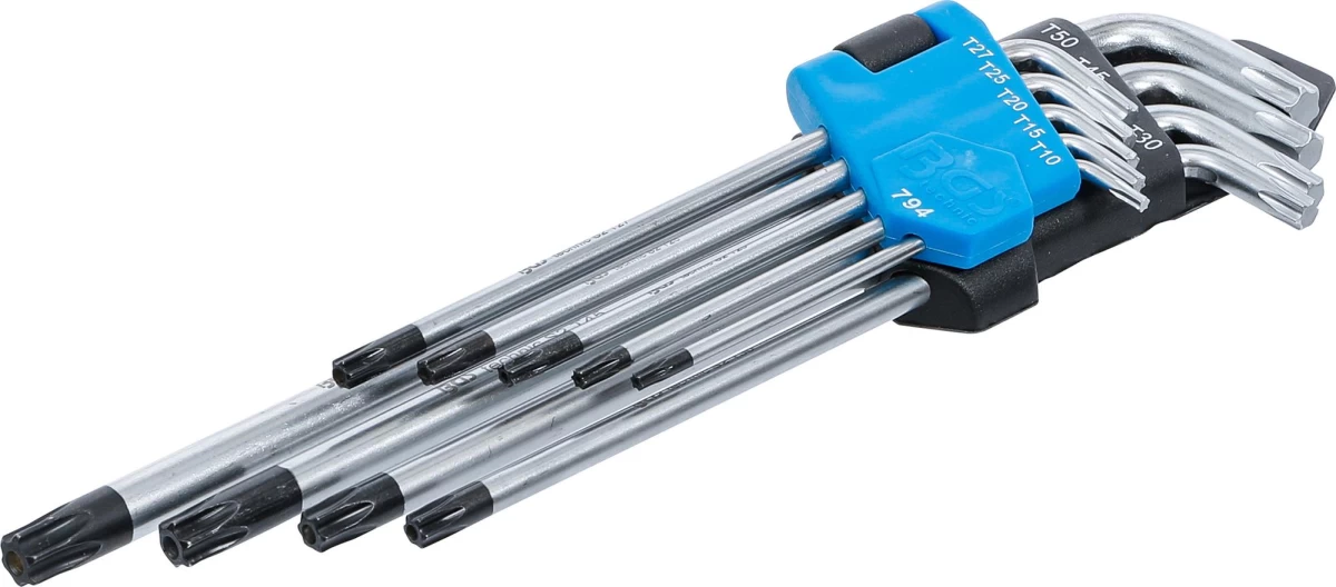 L tipo raktų rinkinys | ilgas tipas | T-Star (Torx) / T-Star su skylutėm (Torx) T10 - T50 | 9 vnt. (794)
