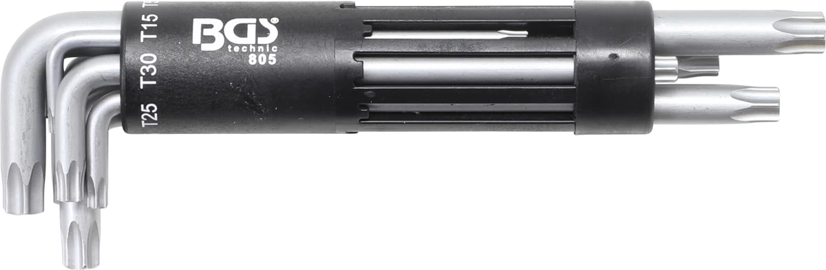 L tipo raktų rinkinys | ilgi | T-Star su skylutėm (Torx) T10 - T50 | 8 vnt. (805)