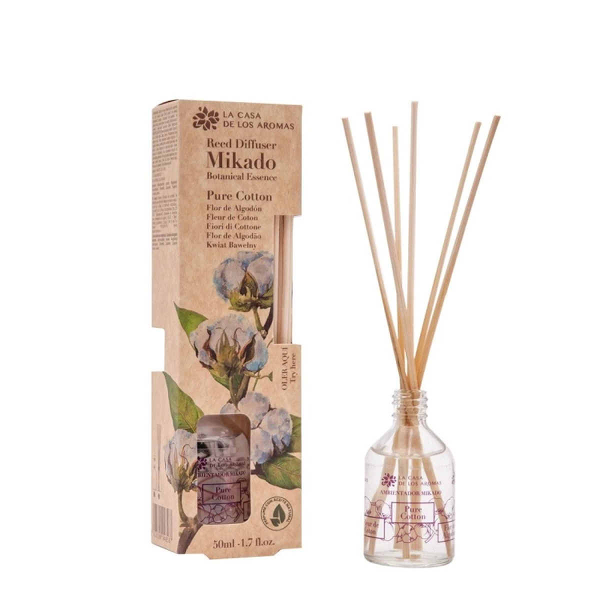 La Casa De Los Aromas Mikado Botanical Reed Diffuser Cotton, 50 Ml.