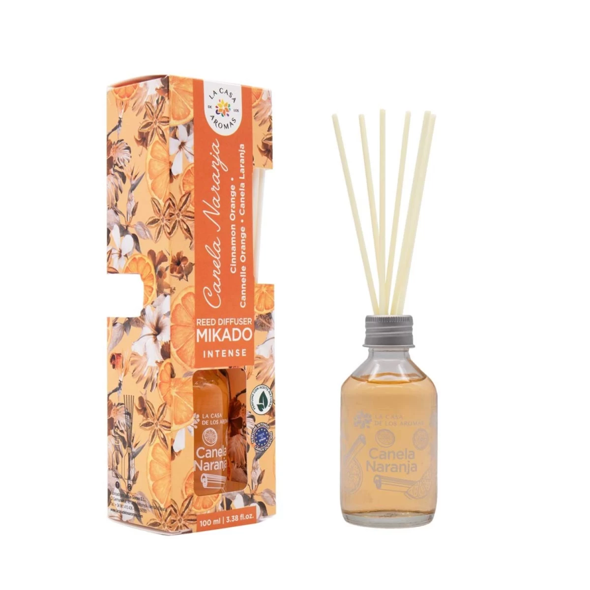 La Casa De Los Aromas Mikado Intense Fragrance Sticks Cinnamon And Orange, 100 Ml.