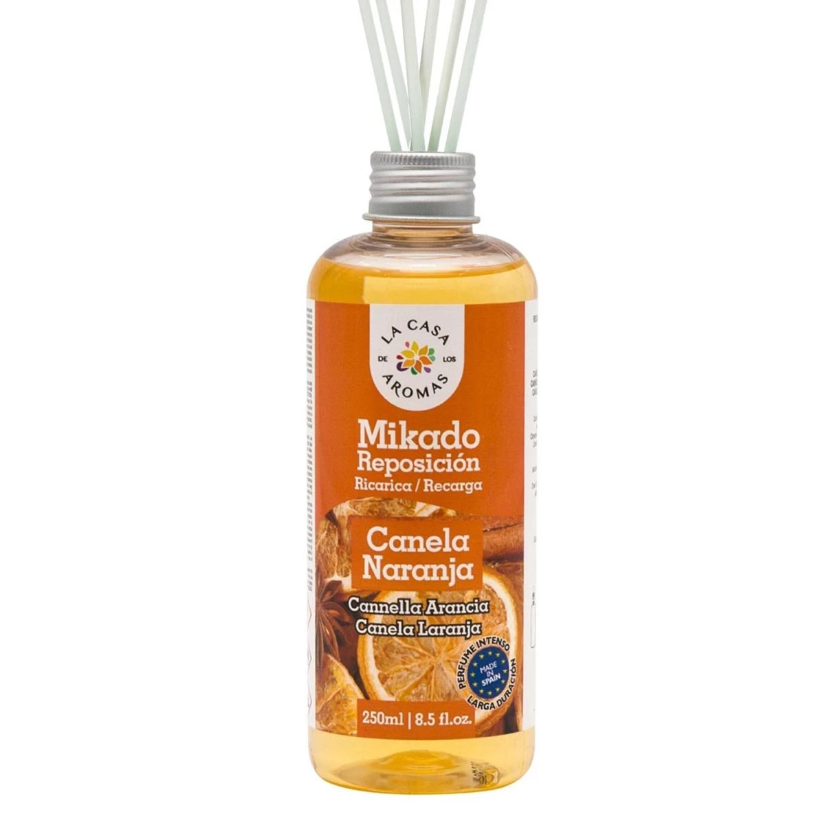 La Casa De Los Aromas Mikado Refill Orange And Cinnamon Fragrance Oil, 250 Ml.