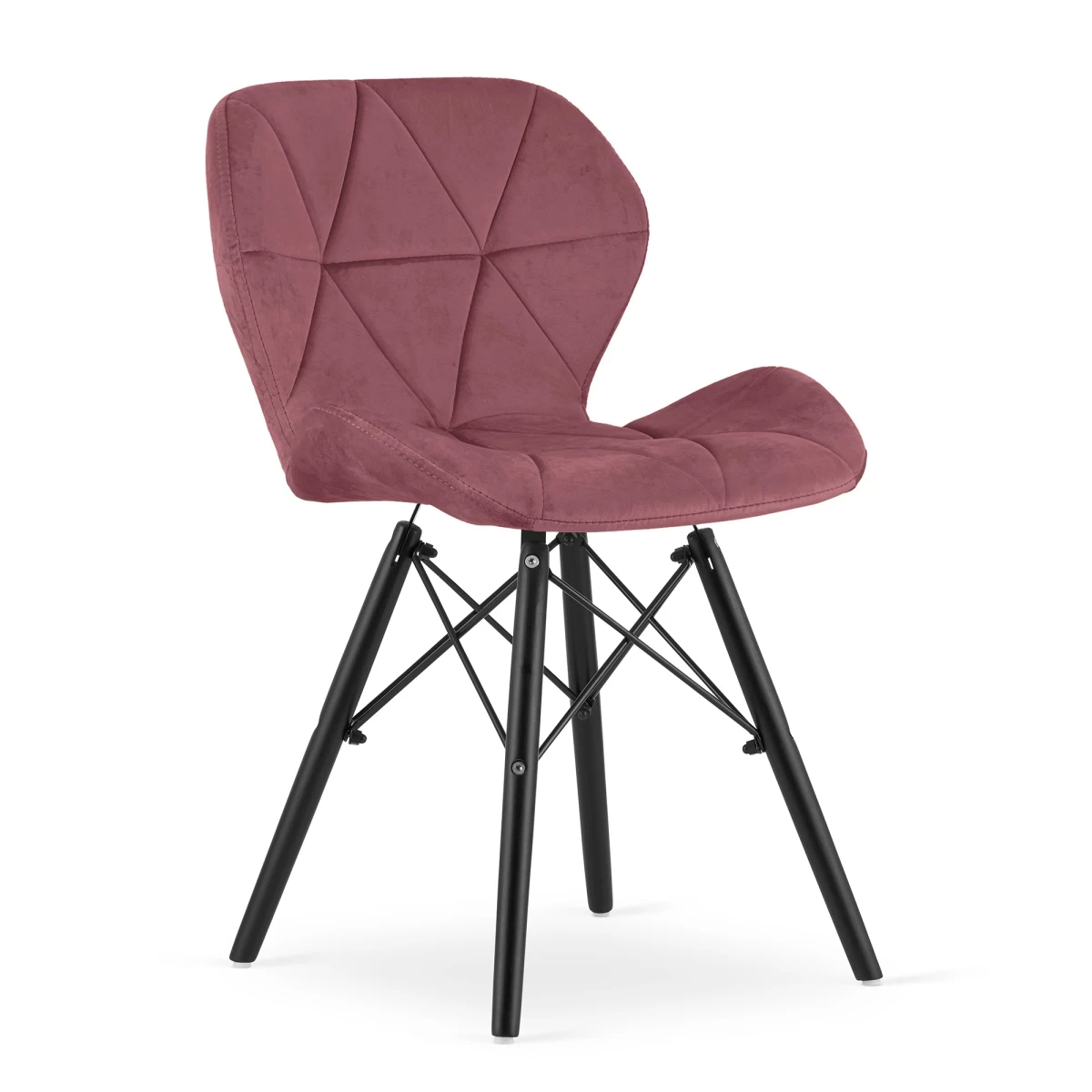 lago Aksominė Kėdė - Tamsiai Rožinė / Juodos Kojos X 1