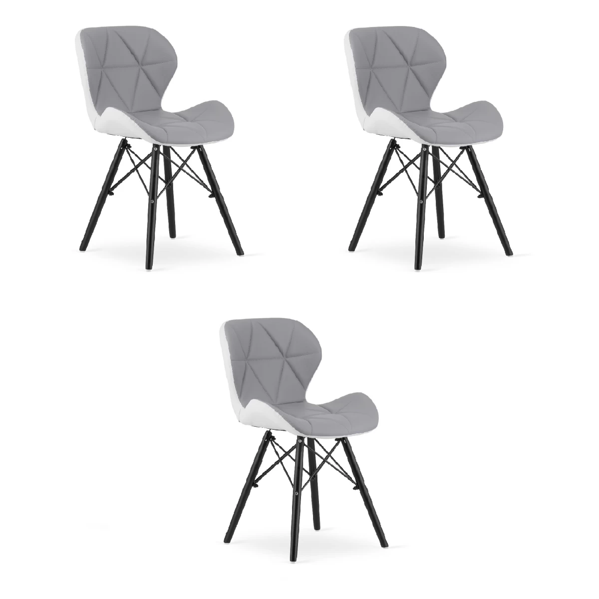 lago Ekologiškos Odos Kėdė - Pilka Ir Balta / Juodos Kojos X 3