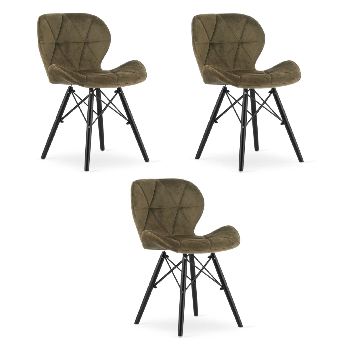 lago Kėdė Aksomas - Ruda / Juodos Kojos X 3