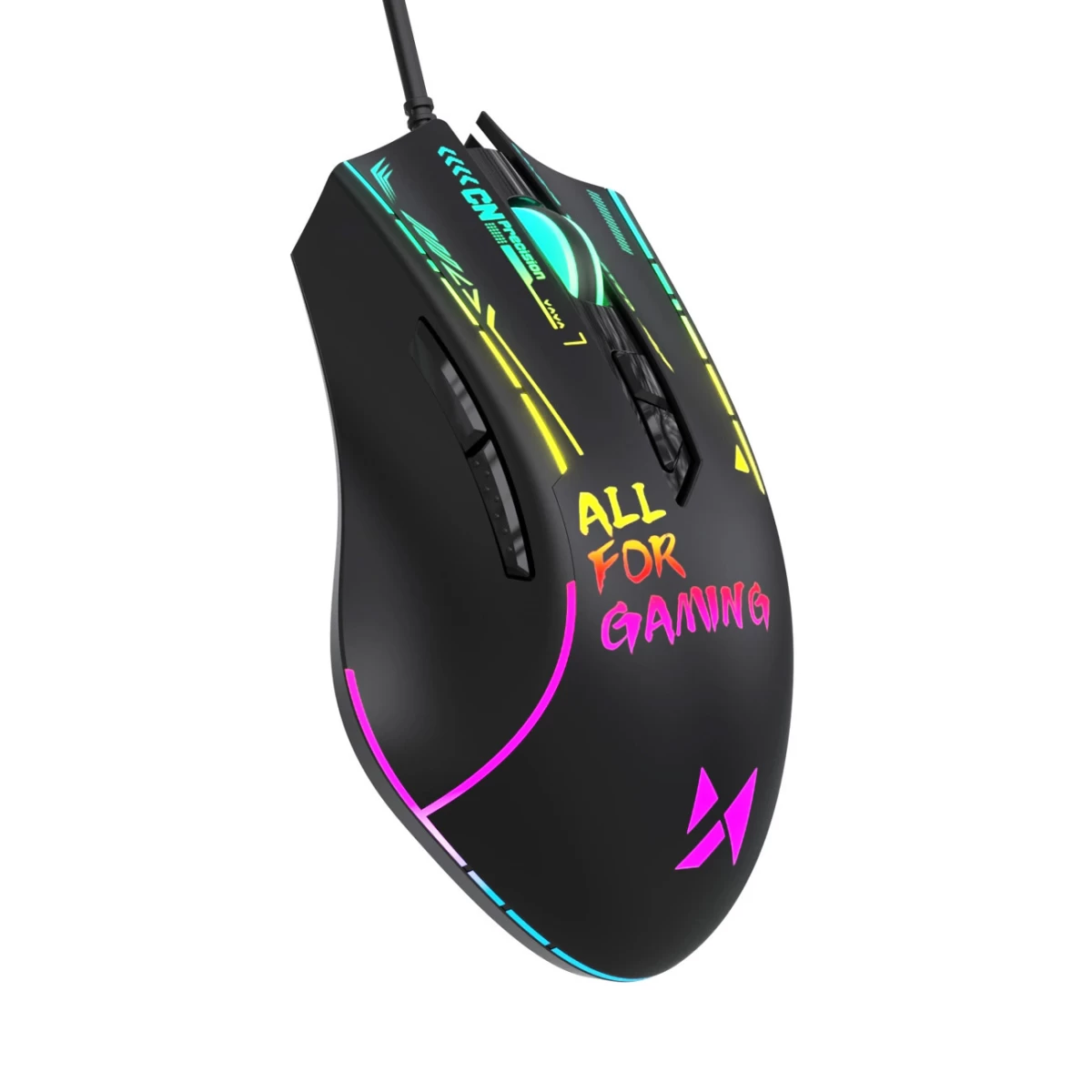 Laidinė žaidimų Pelė, Optinė, Apšviesta, 7 Mygtukai, 7200 Dpi, Rgb, Juoda