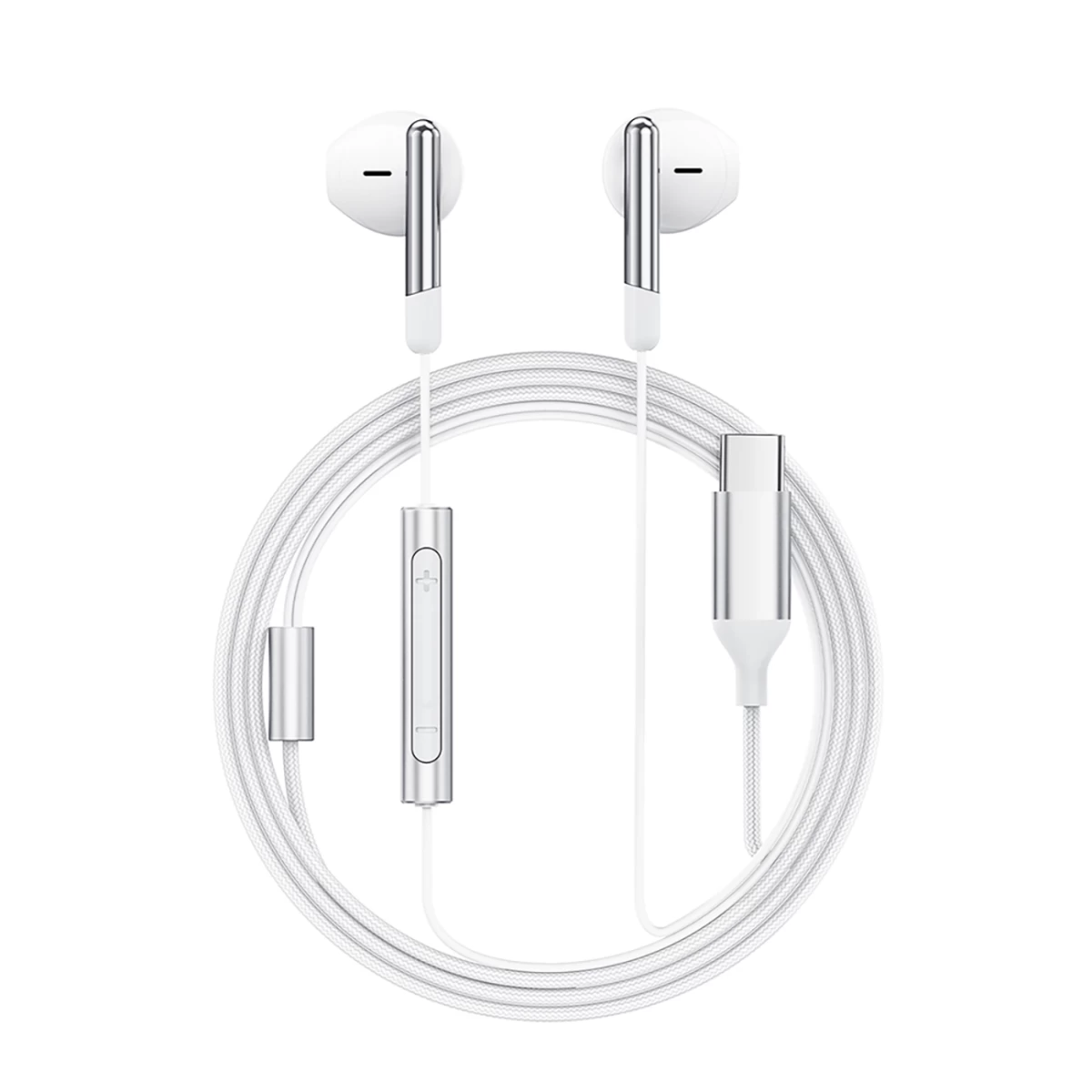 Laidinės Ausinės Su Mikrofonu Ir Usb-c Nuotolinio Valdymo Pultu 1,2 M - Baltos Spalvos