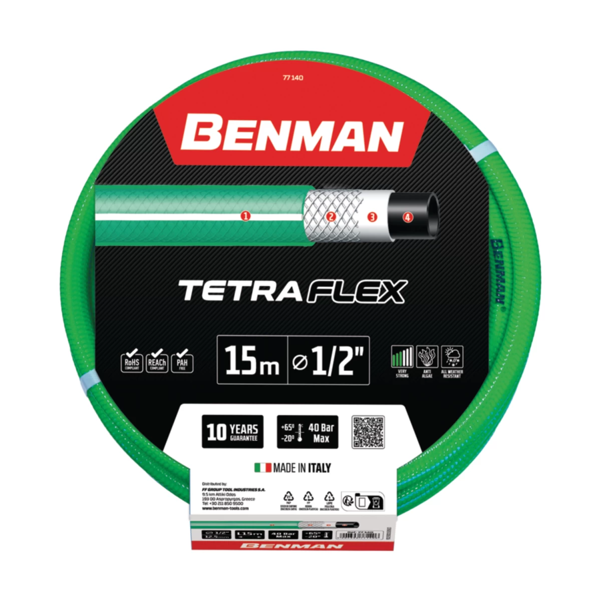 Laistymo žarna BENMAN Tetraflex 77143, 5/8 15m