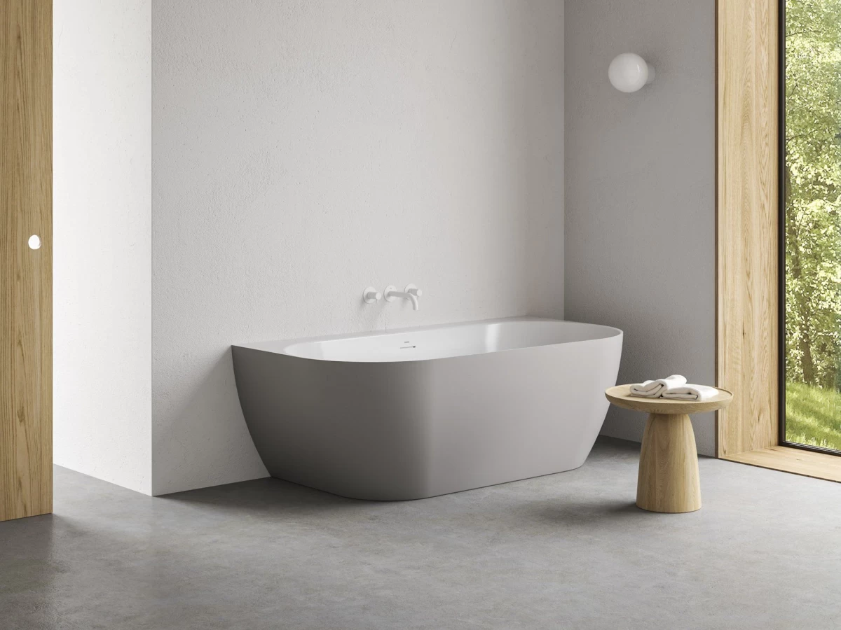 Laisvai pastatoma vonia Ravak Freedom Wall Tec 170x87, Smoke Grey/balta, sifono dangtelis baltos/juodos/chromo spalvos, CE31500000