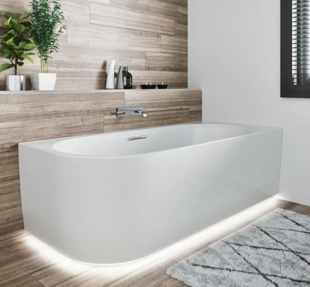 Laisvai statoma vonia Riho Desire Corner 170x77 cm, su LED apšvietimu, balta, kairė, B157002005