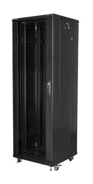 lanberg Korpusai Ff01-6637-12b (37u; 19&amp;#039;&amp;#039; / 600 Mm / 600 Mm; Vertikalus; Kietas, Stiklas; 800 Kg; Juoda Spalva)