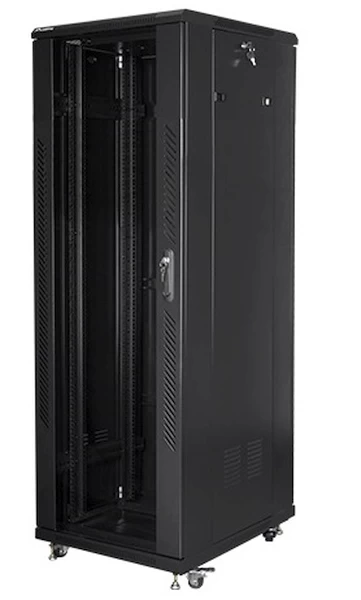 lanberg Korpusai Ff01-6837-12b (37u; 19&amp;#039;&amp;#039; / 600 Mm / 800 Mm; Vertikalūs; Kietas, Stiklas; 800 Kg; Juoda Spalva)