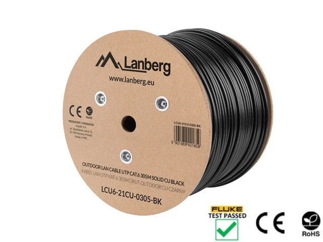 Lanberg LCU6-21CU-0305-BK networking cable Black 305 m Cat6 U/UTP (UTP)