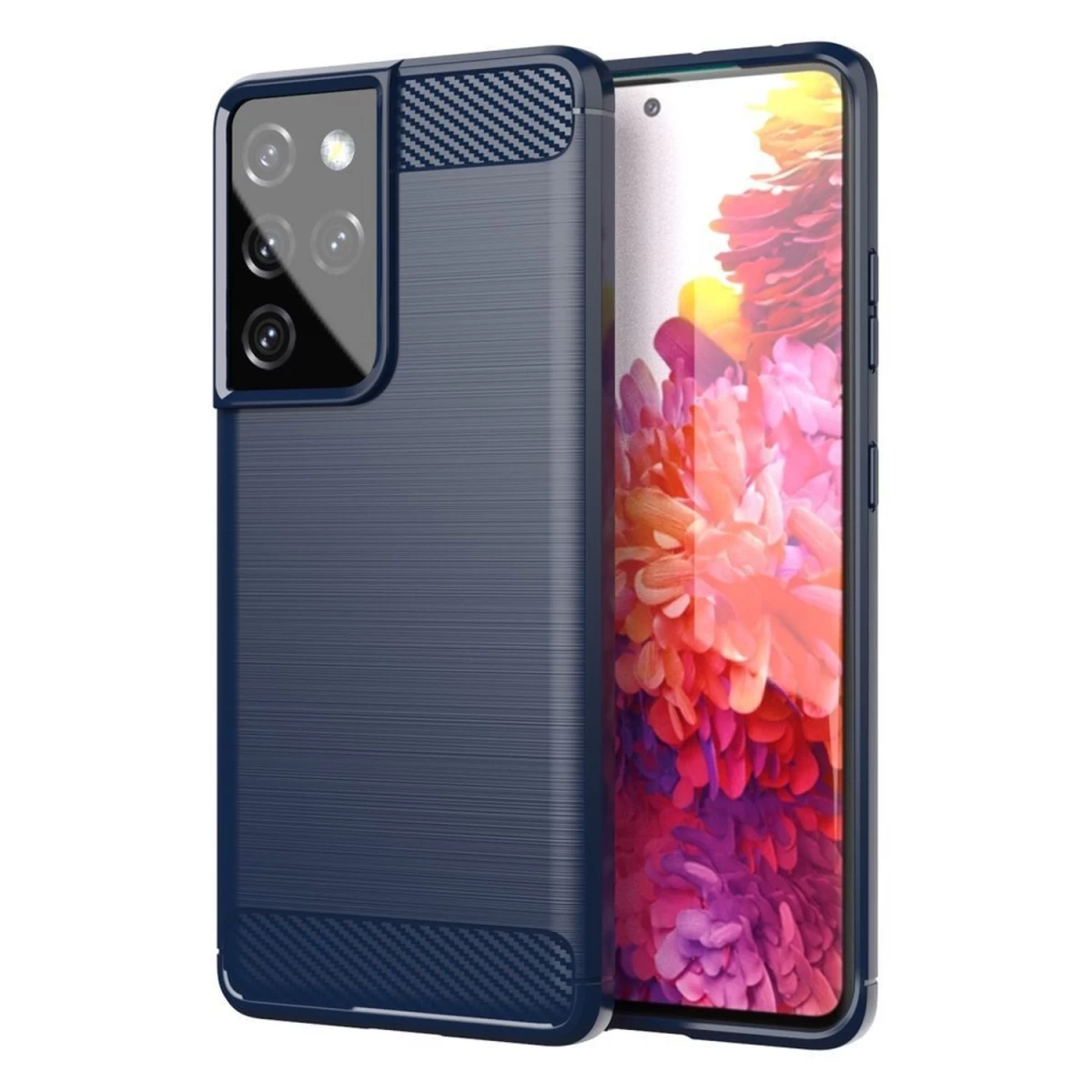 Lankstus carbon Case Dėklas samsung Galaxy S21 Ultra 5g Blue