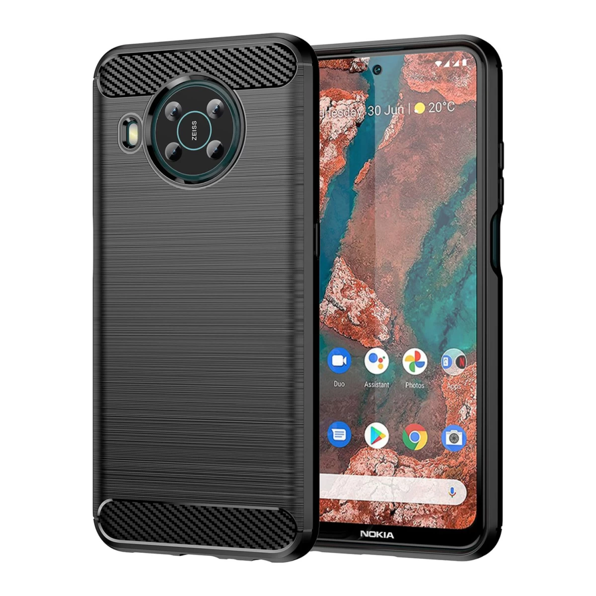 Lankstus carbon Case Dėklas, Skirtas nokia X100, Juodas