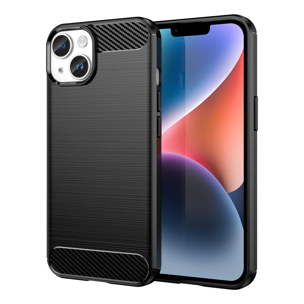 Lankstus Gelinis Galinis Dėklas iphone 14 Plus Carbon Case - Juodas