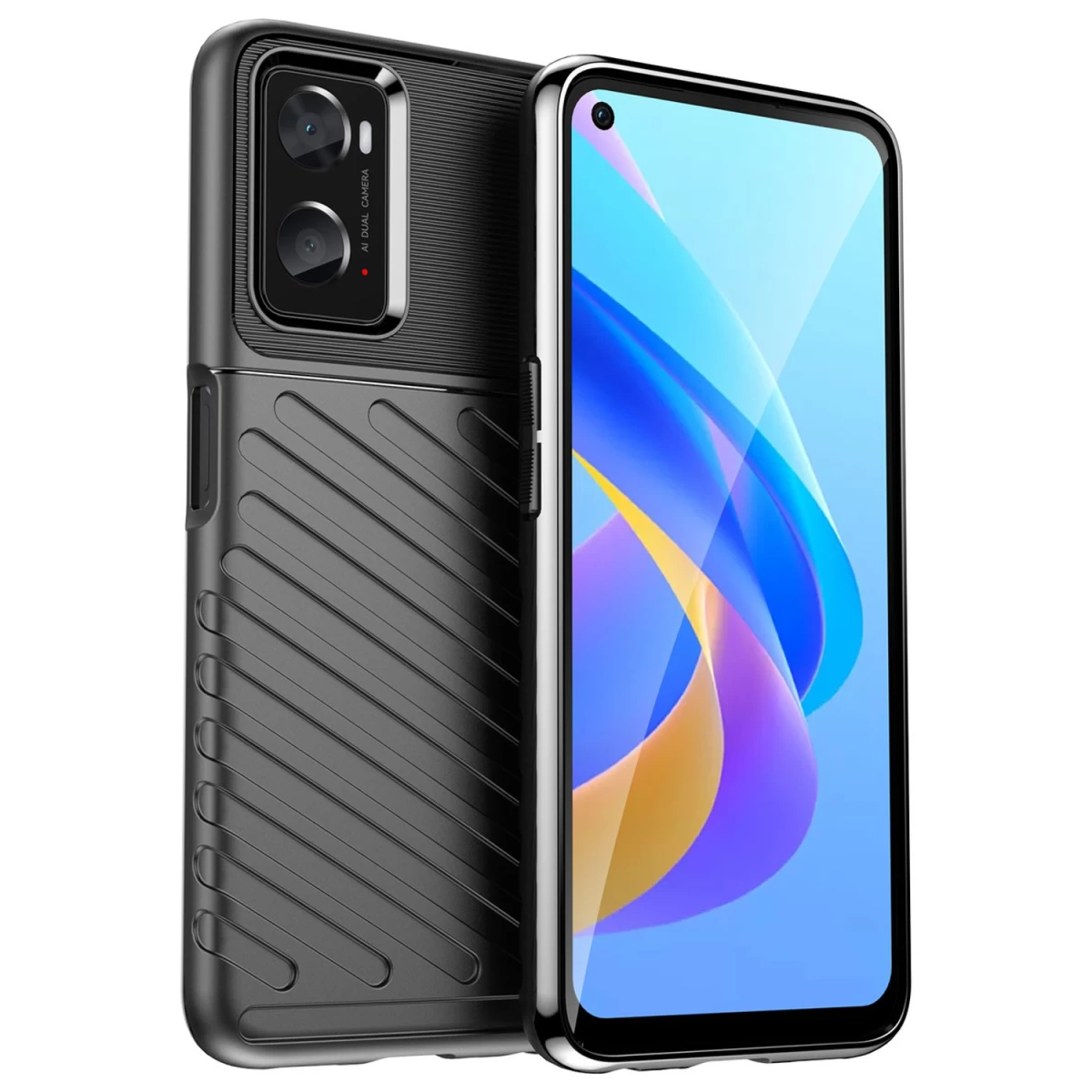 Lankstus šarvuotas Dėklas thunder Case Oppo A76 / Oppo A36 / Realme 9i Juodas