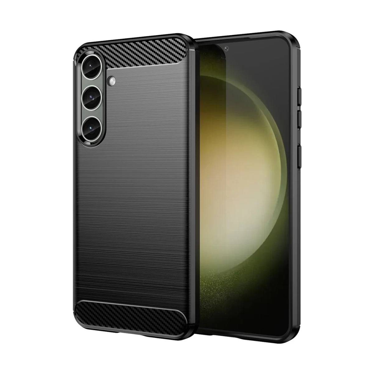 Lankstus Silikoninis carbon Case Dėklas samsung Galaxy S24+ - Juodas