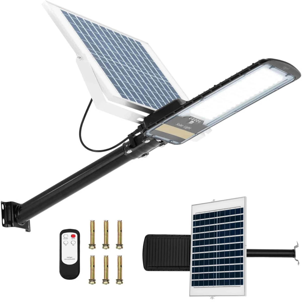Lauko Saulės Gatvės žibintas Su Sutemų Jutikliu 96 X Led 100 W Pilotas