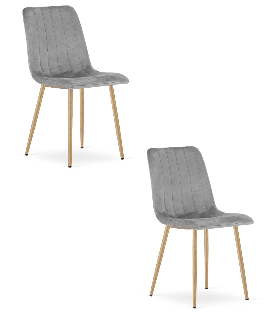 lava Kėdė - šviesiai Pilkas Aksomas / Medžio Spalvos Kojos X 2