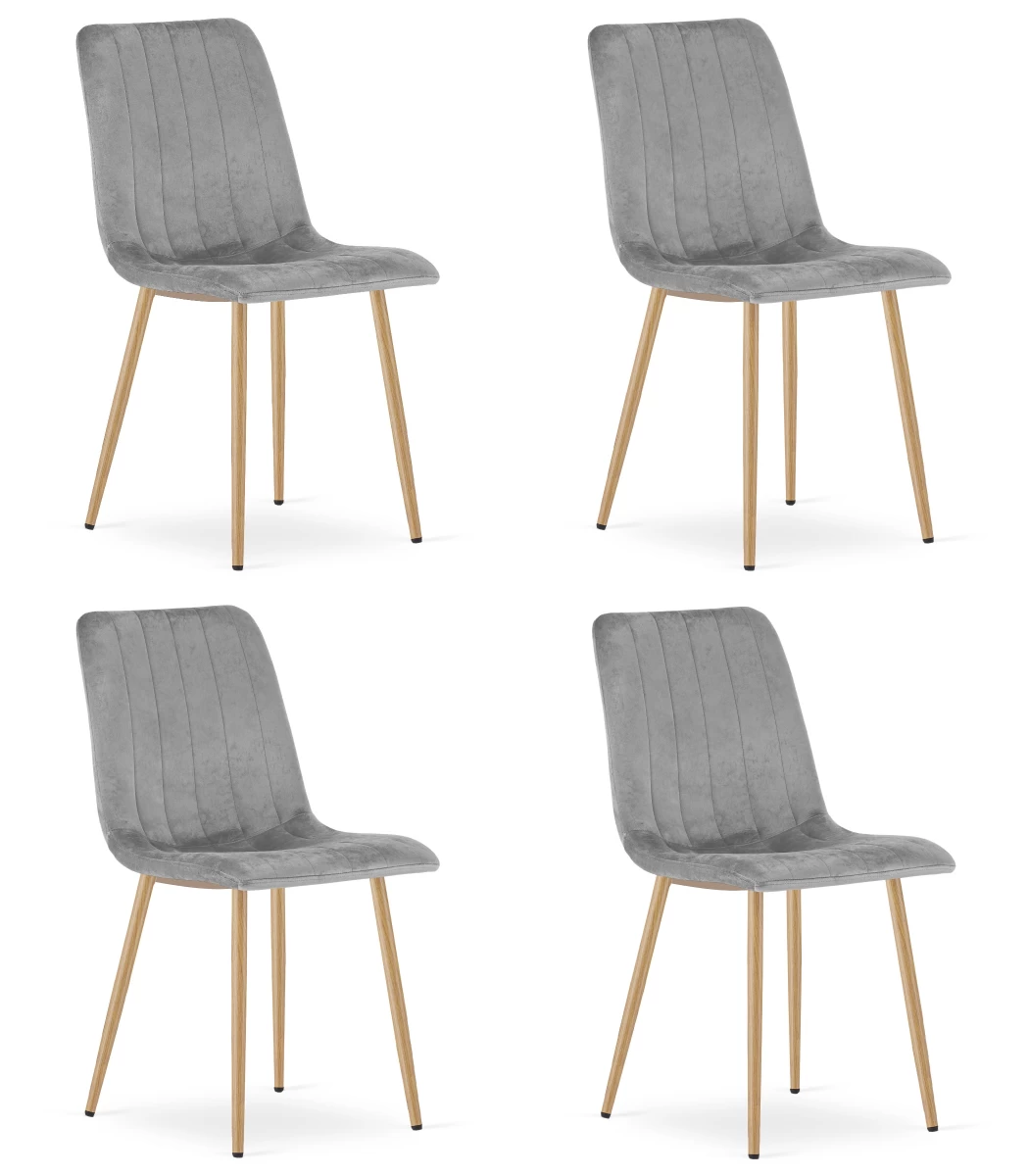 lava Kėdė - šviesiai Pilkas Aksomas / Medžio Spalvos Kojos X 4