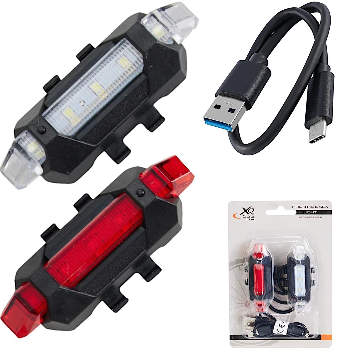 Led Dviračių žibintų Rinkinys Priekinis Ir Galinis Xqmax Usb įkrovimas