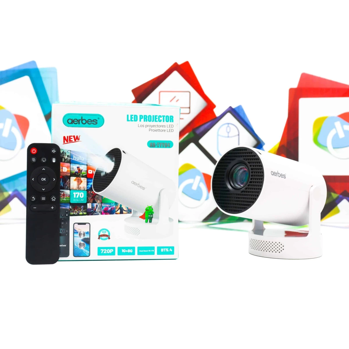 LED išmanusis projektorius, Aerbes 38W, 720p HD, AB-TYY04