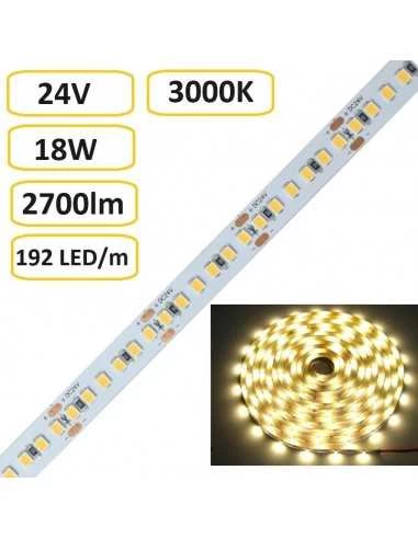 LED juosta - 24V - 18W - 2700lm - 3000K - 192LED