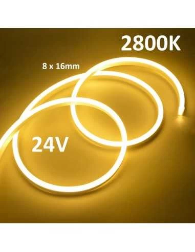 LED NEON FLEX 8x16mm juosta 24V - 3000K - IP67