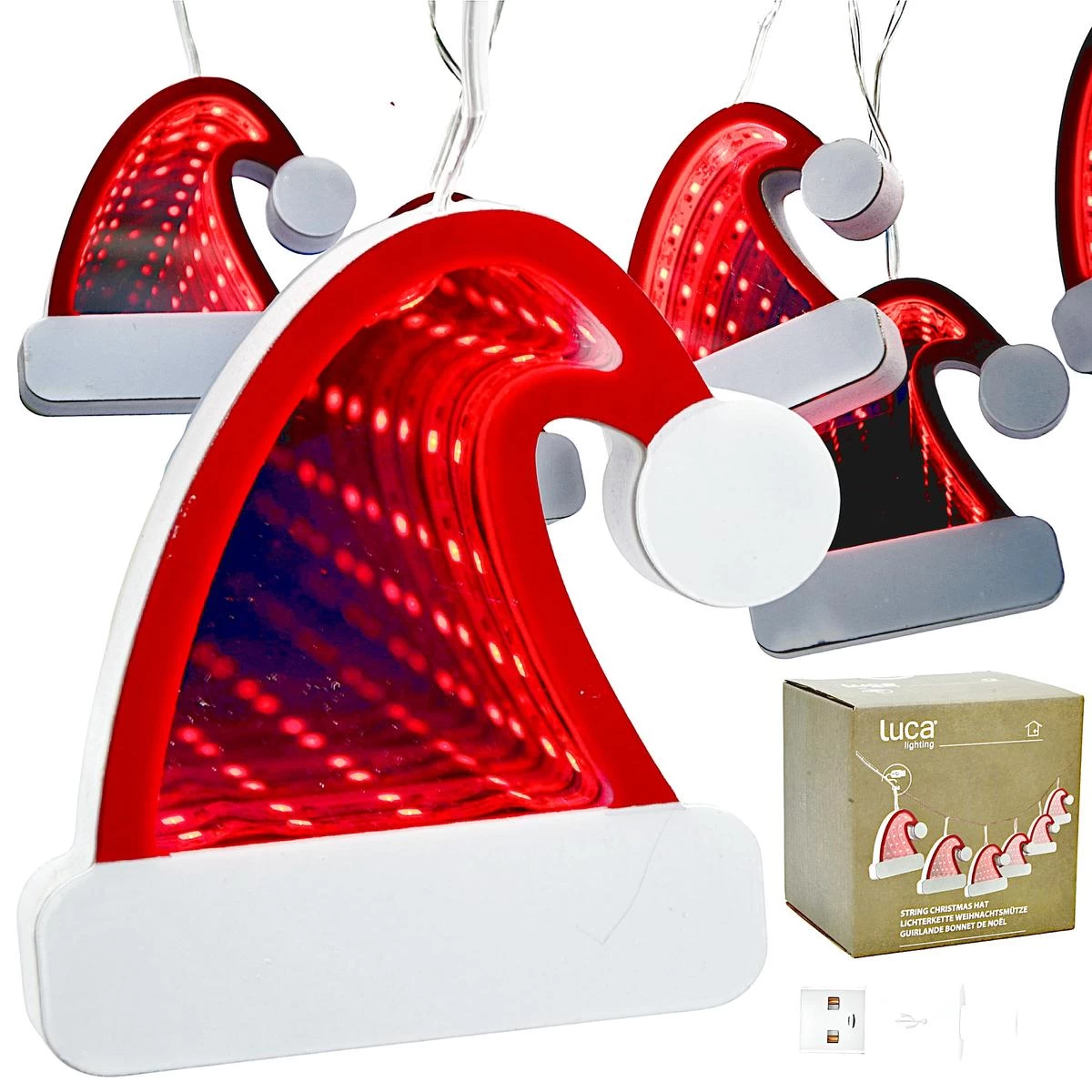 Lemputės, Virvelės, Led Gierlanda, Santa Klauso Skrybėlės, Usb