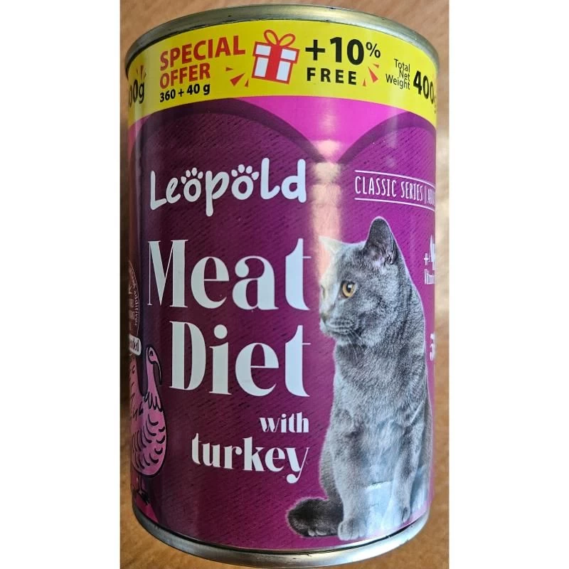 LEOPOLD konservas katėms su kalakutiena 360g+40g 8vnt, UA90436