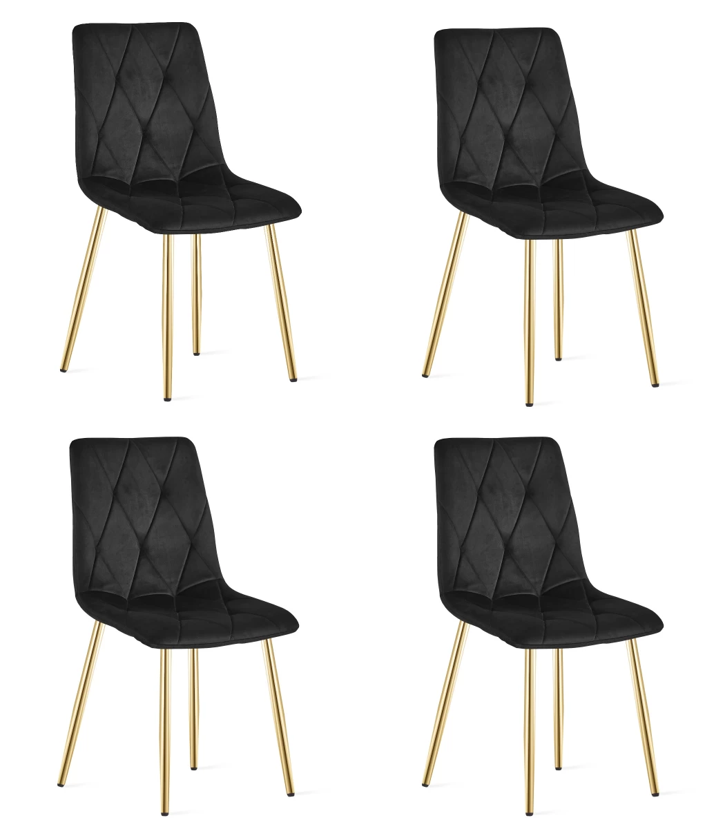 libra Kėdė - Juodas Aksomas / Aukso Spalvos Kojos X 4